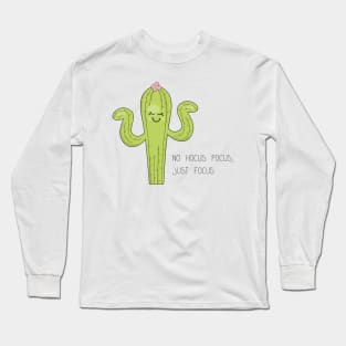 Happy cartoon cactus character in meditation pose Long Sleeve T-Shirt